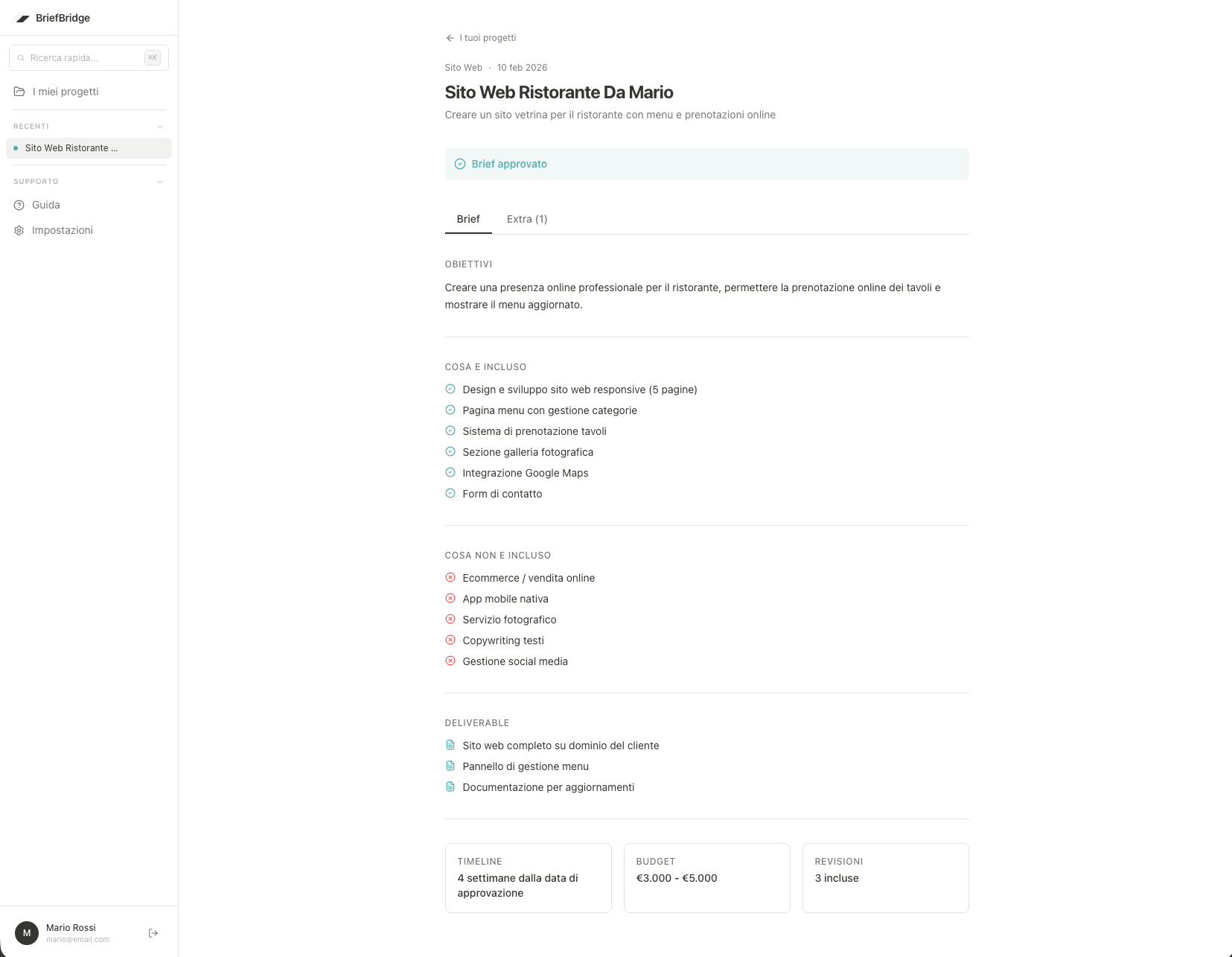BriefBridge — brief strutturato