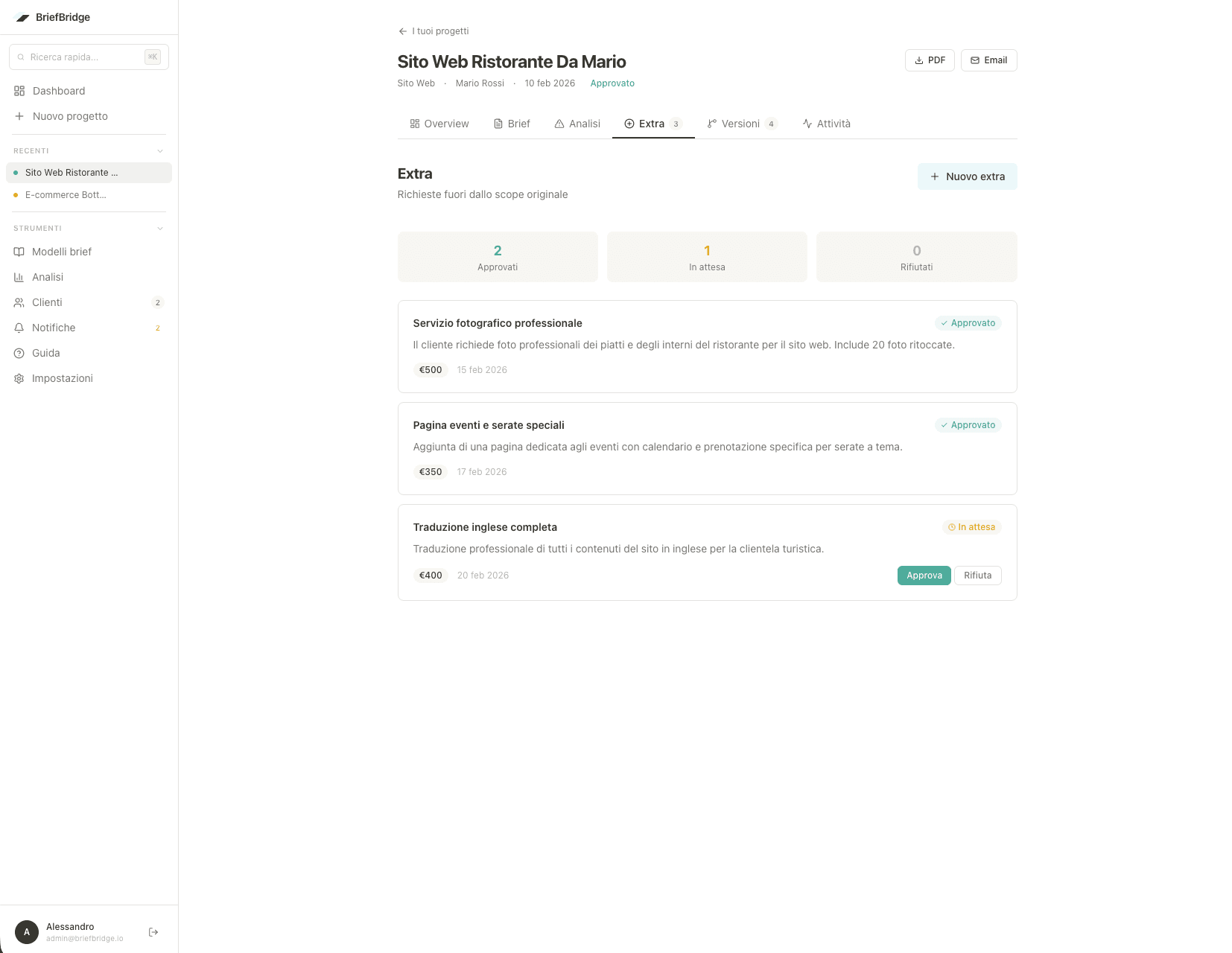 BriefBridge — progetto organizzato